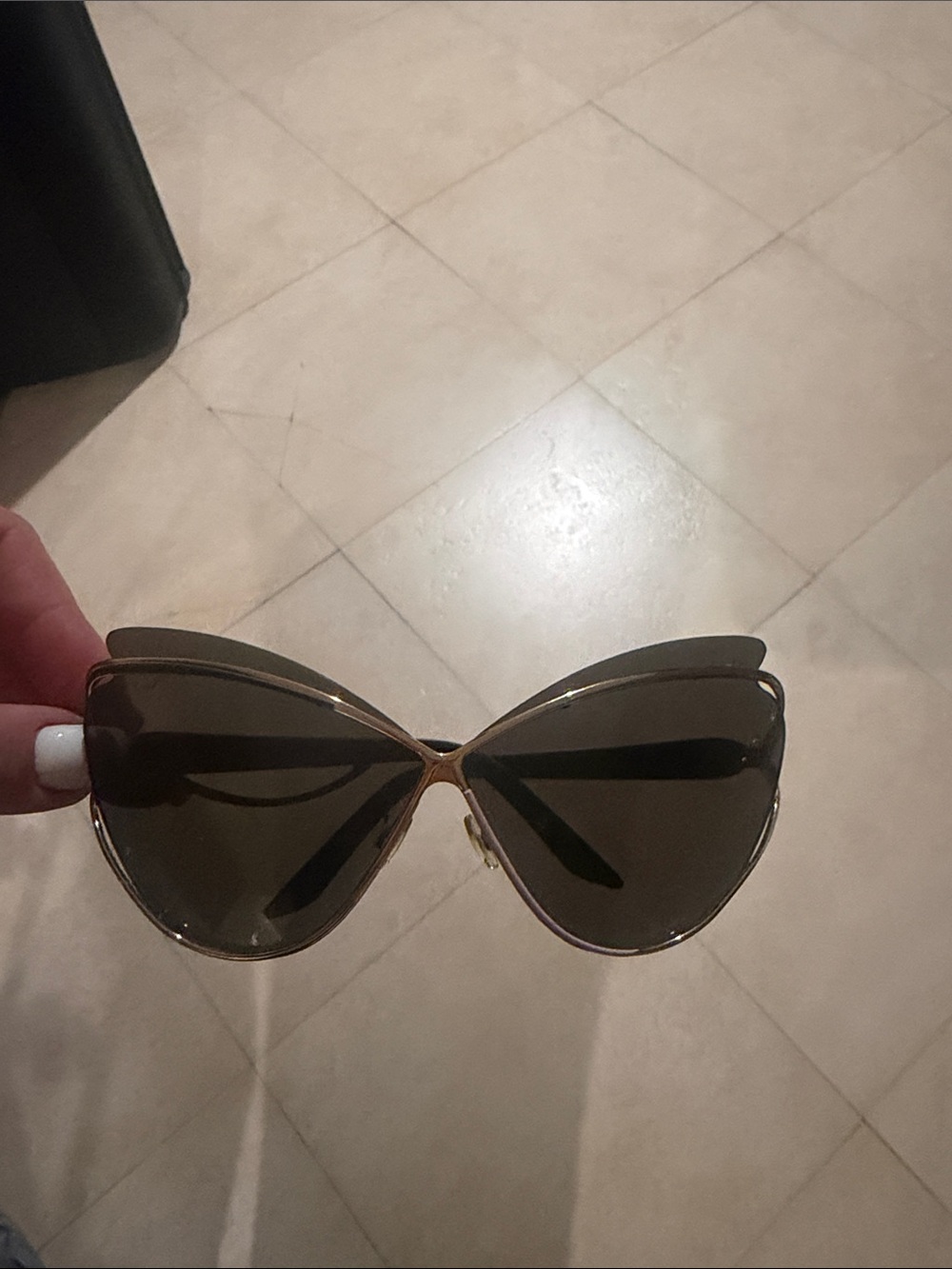 Dior Gold Frame Black Lens Women's Sunglasses